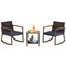 Outdoor Rocking Chair Set with Cushions and Two Tier Coffee Table
